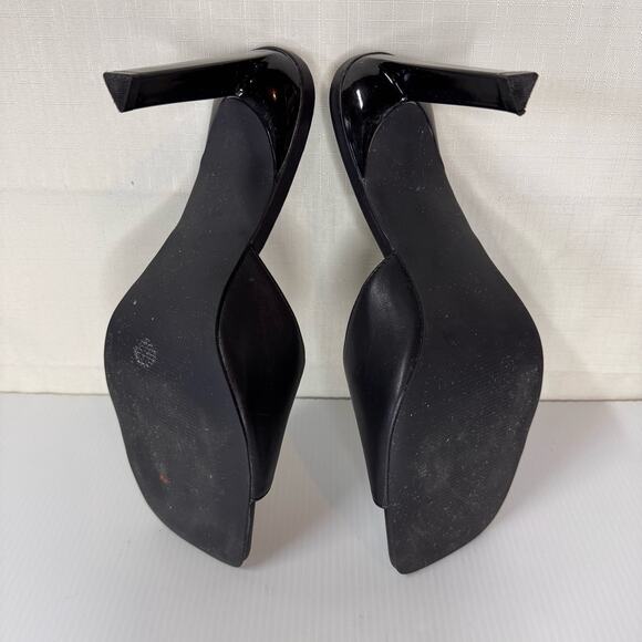 BP Square Toe Heels Women's 10M Black Peep Toe Triangular Heel Dressy Prom 90s - Picture 7 of 11